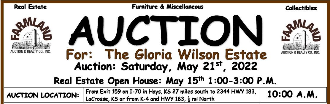 Auction flyer for Real Estate & Personal Property Auction: May 21st, 2022