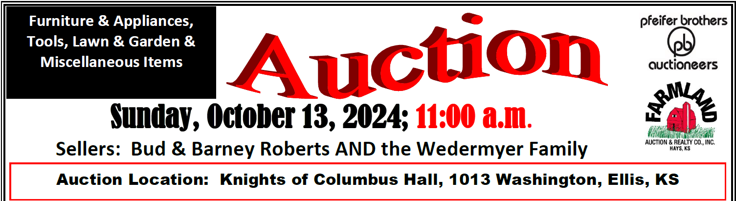 Auction flyer for Personal Property: Sunday, October 13, 2024; 11:00 a.m.