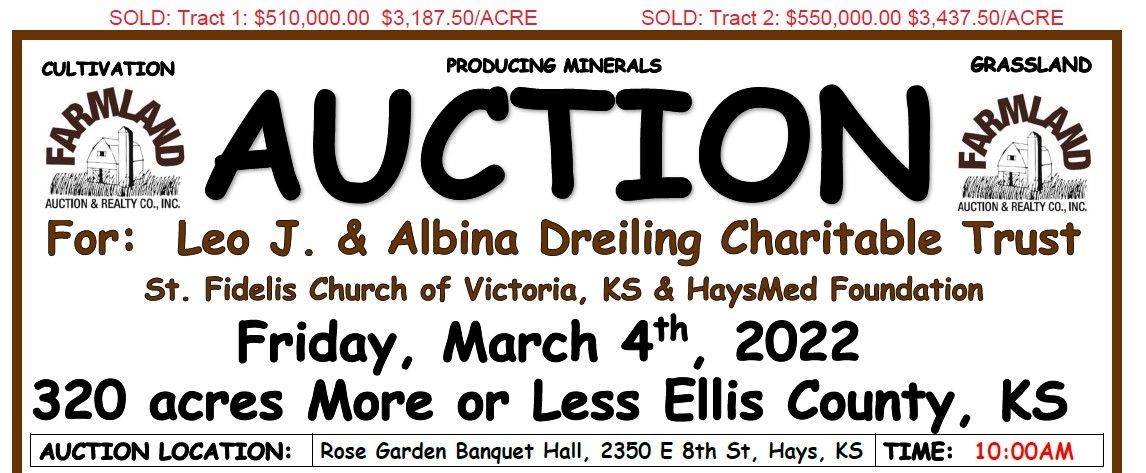 Auction flyer for SOLD!!320 +/- Acres Ellis Co., KS