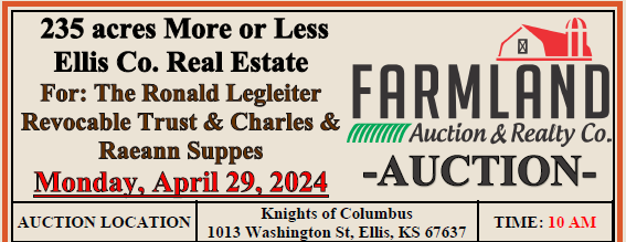 Auction flyer for *Under Contract* AUCTION: 235 acres +/- Ellis Co. Real Estate