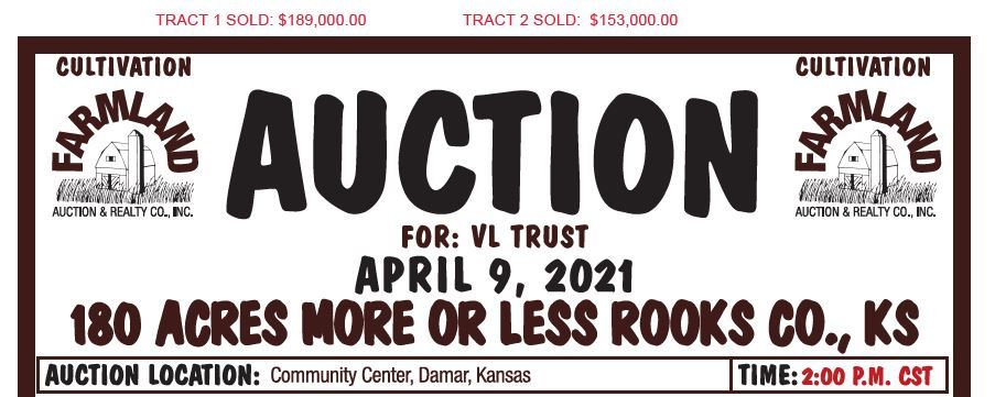 Auction flyer for Auction: 180 +/- Acres Rooks County, Kansas