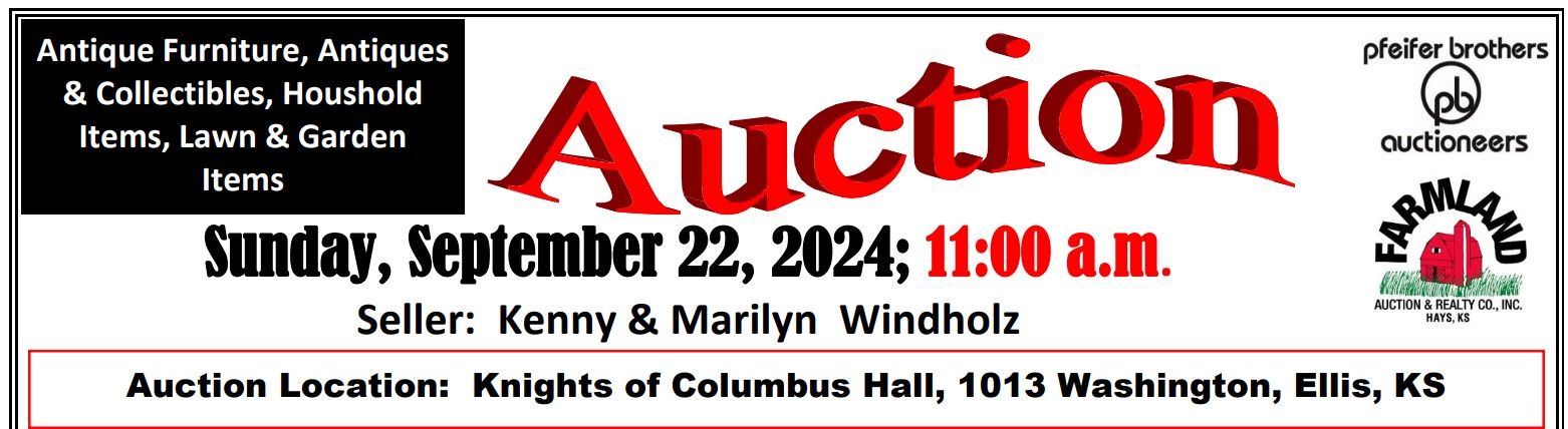 Auction flyer for Personal Property Sale: Sunday, September 22, 2024; 11:00 a.m.