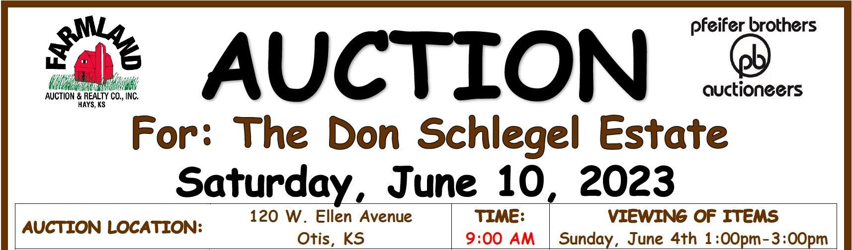 Auction flyer for Personal Property: Sat. June 10th, 2023: 9:00 A.M.