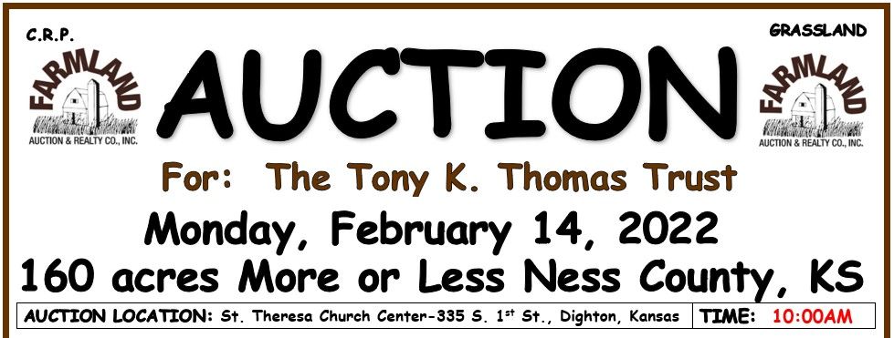 Auction flyer for Auction: 160+/- Acres Ness Co. KS