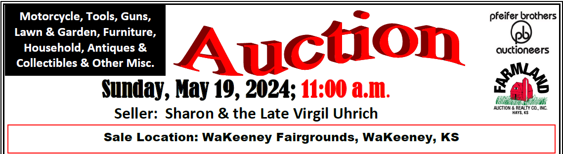 Auction flyer for Personal Property: Sunday, May 19, 2024; 11:00 a.m.