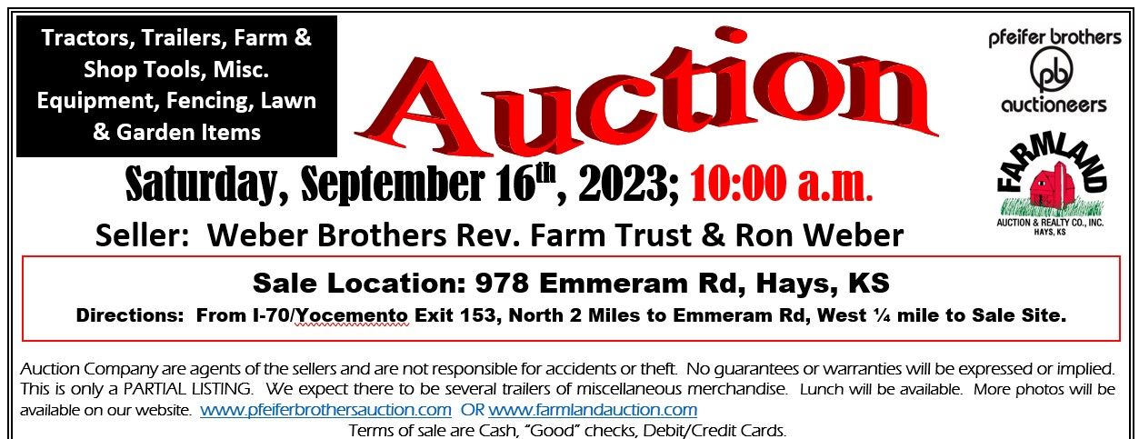Auction flyer for Personal Property: Saturday, September 16th, 2023; 10:00 a.m.